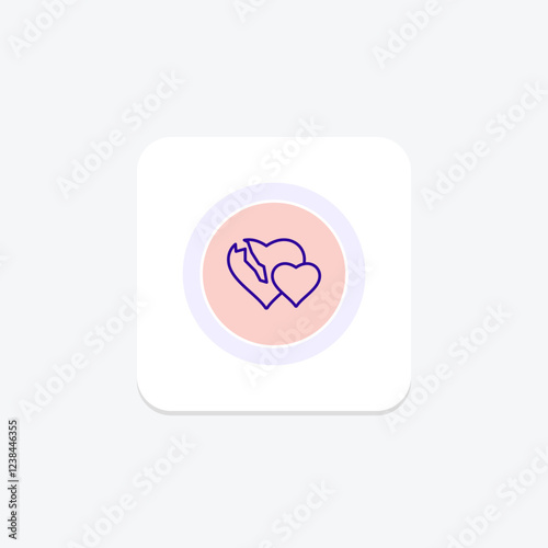 Broken Heart color circle icon, vector, pixel perfect, illustrator file