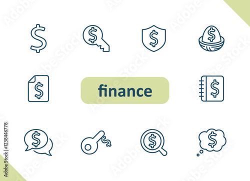 Finance icons. Money, cash, payment, savings, investing, business vector icon set