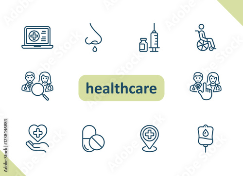 Healthcare icons. Health care, hospital, medical vector icon set