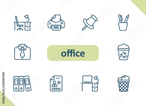 Office icons. Career, job, workplace, cubicle vector icon set