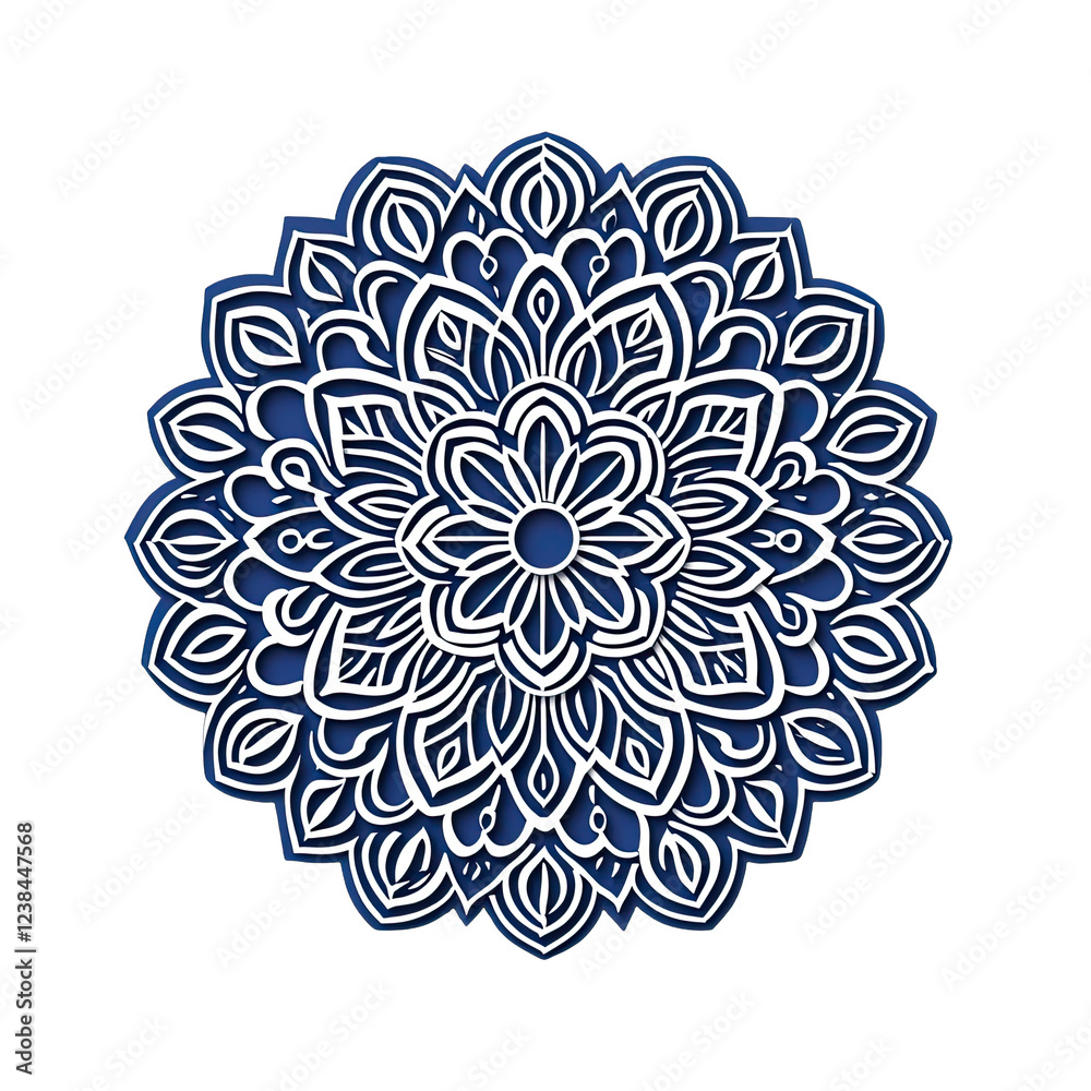 Balance symmetry idea. Intricate mandala design with bold, detailed patterns and a navy background. Balance symmetry idea. Intricate mandala design with bold, detailed patterns and a navy background.