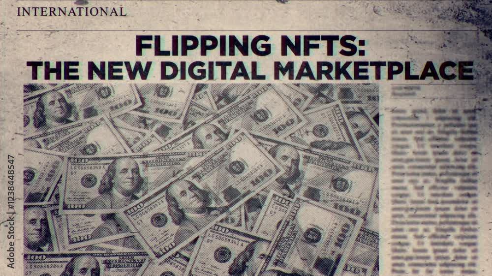 Flipping NFTs The New Digital Marketplace Title on Newspaper headline Style Flipping NFTs The New Digital Marketplace Title on Newspaper headline Style