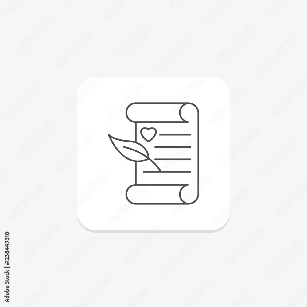 Love Poem thinline icon, vector, pixel perfect, illustrator file Love Poem thinline icon, vector, pixel perfect, illustrator file