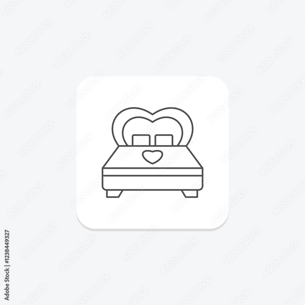 Love Bed thinline icon, vector, pixel perfect, illustrator file Love Bed thinline icon, vector, pixel perfect, illustrator file