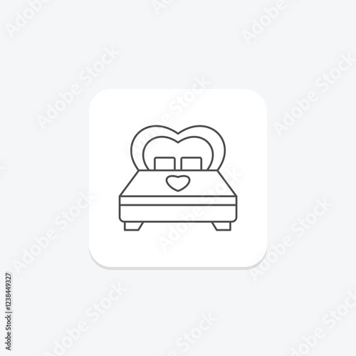 Love Bed thinline icon, vector, pixel perfect, illustrator file