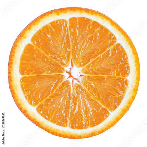 Brightly colored orange slice showing juicy segments and vibrant texture