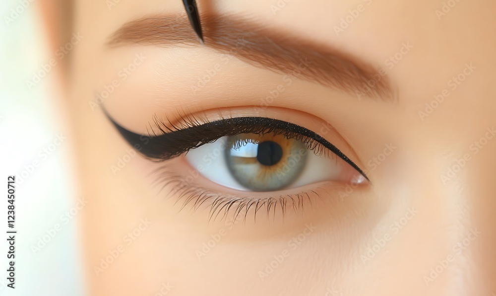 Obraz premium Perfect Cat Eye Makeup Tutorial Eye Liner Application