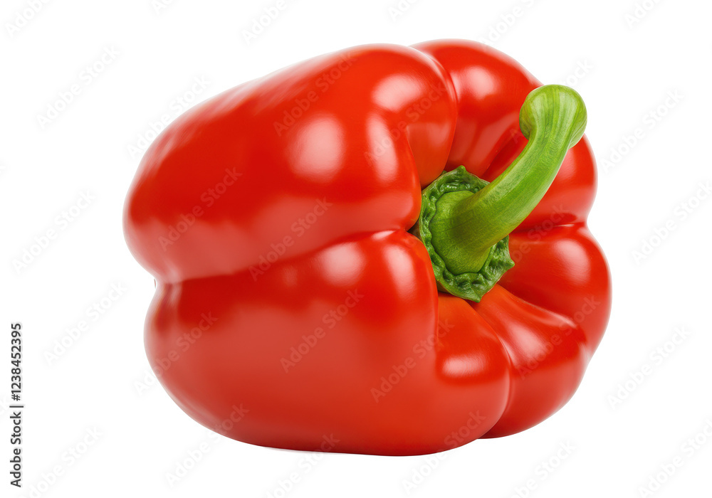 Red bell pepper with a green stem, isolated on white background Red bell pepper with a green stem, isolated on white background