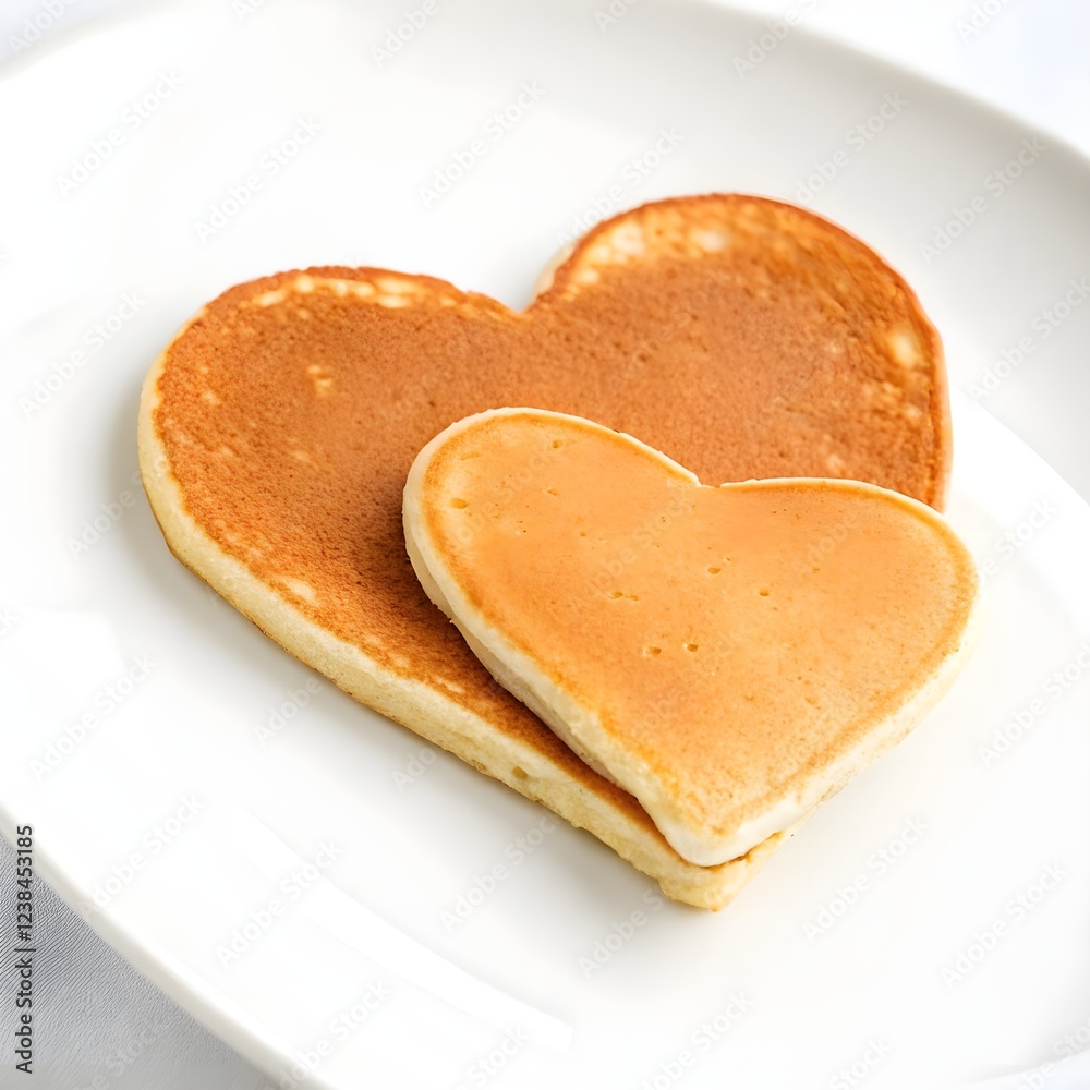 Two of heart shaped pancake with white background Two of heart shaped pancake with white background