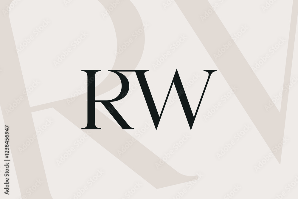 Fototapeta premium RW or WR letter logo icon design. Classic style luxury initials monogram.