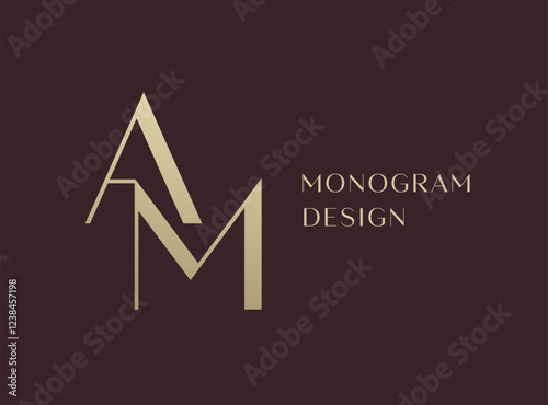 AM letter logo icon design. Classic style luxury initials monogram.
