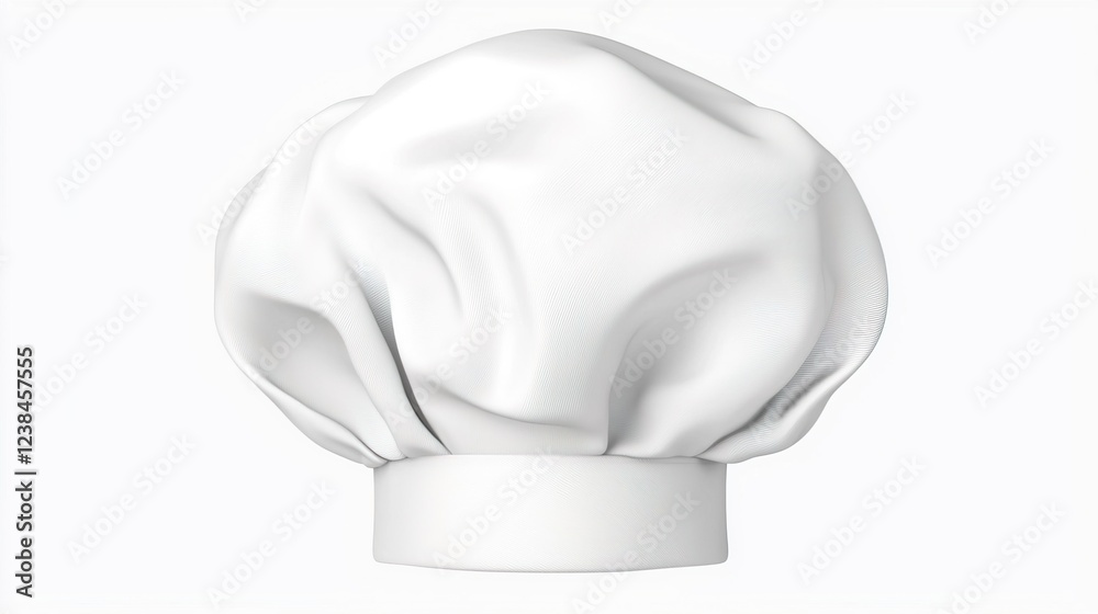 White Chef Hat with Soft Fabric Texture on a Light Background White Chef Hat with Soft Fabric Texture on a Light Background