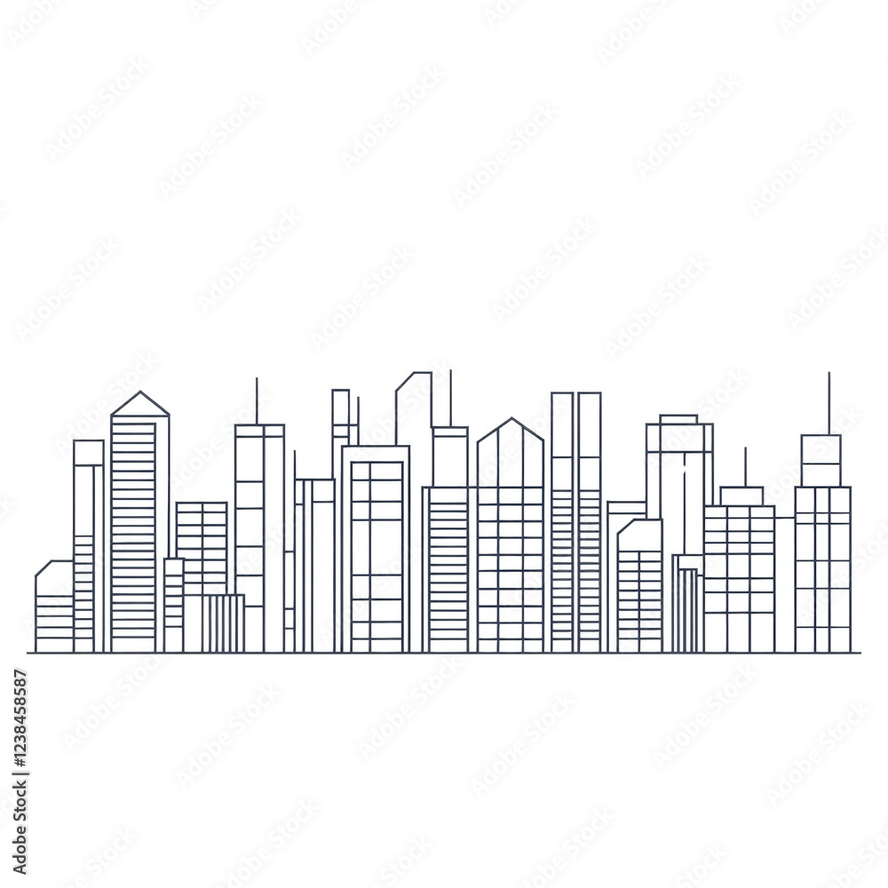 Obraz premium Minimalist City Skyline with Skyscrapers and Urban Architecture