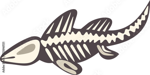 Fossilized skeleton of an ancient fish, showcasing preserved bone structure