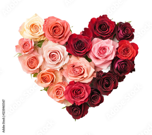 Heart of roses on a white background. isolated background.