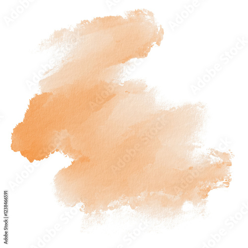 Abstract watercolor orange color spot on transparent background in pastel technique for postcards, websites, invitations, flyers, packaging products, patterns, any composition.