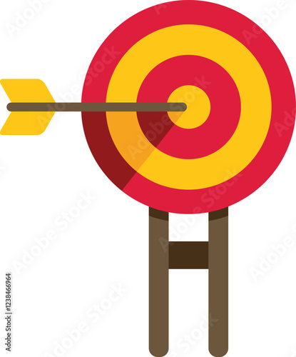 Archery target with arrow hitting bullseye representing reaching goal, success, achievement, and precision