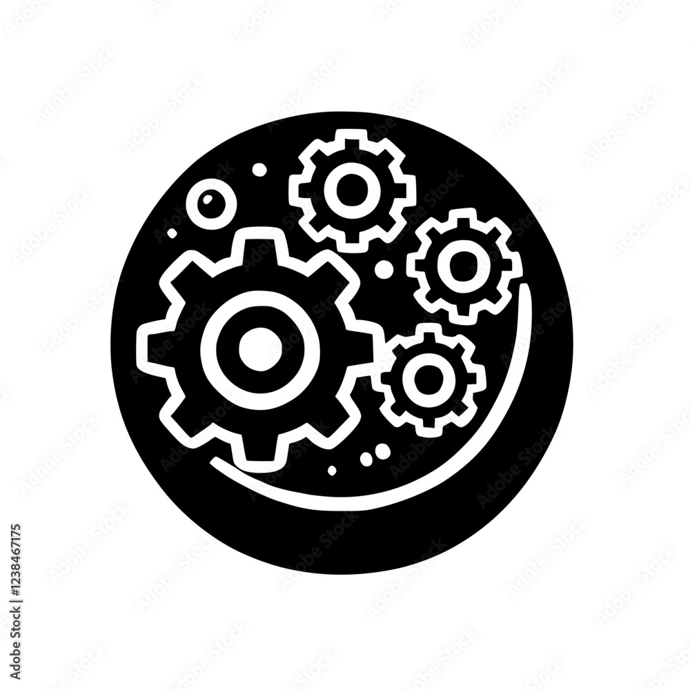 Abstract Gear System: Black and White Circular Technology Vector Graphic. Perfect for industrial, engineering, and innovation projects. Abstract Gear System: Black and White Circular Technology Vector Graphic. Perfect for industrial, engineering, and innovation projects.