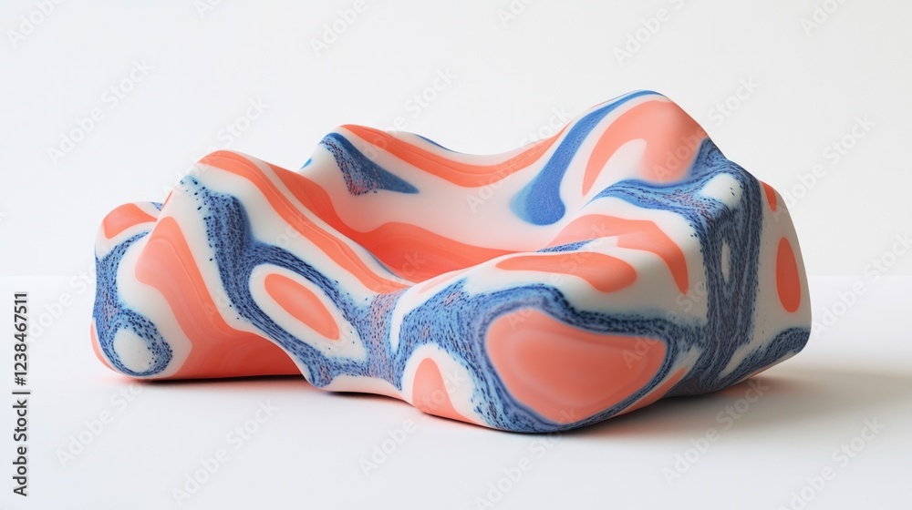 Abstract coral and blue sculpted resin couch. Abstract coral and blue sculpted resin couch.