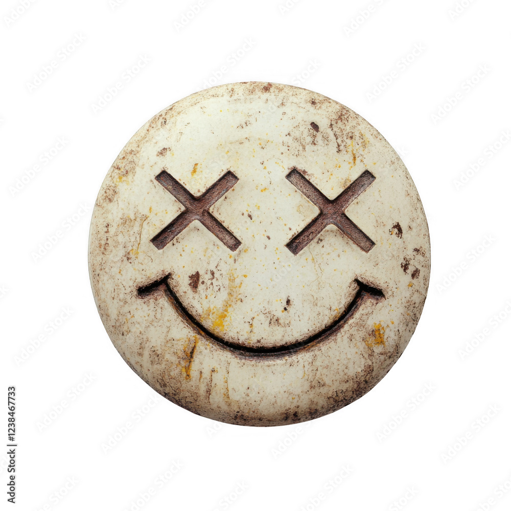 Fototapeta premium Smiling emoticon with crossed eyes on transparent background