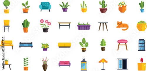 Wide variety of home furniture and plants creating a cozy and relaxing atmosphere