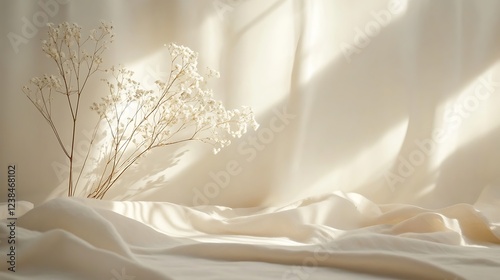 Dried Flowers Resting on Soft Cream Fabric