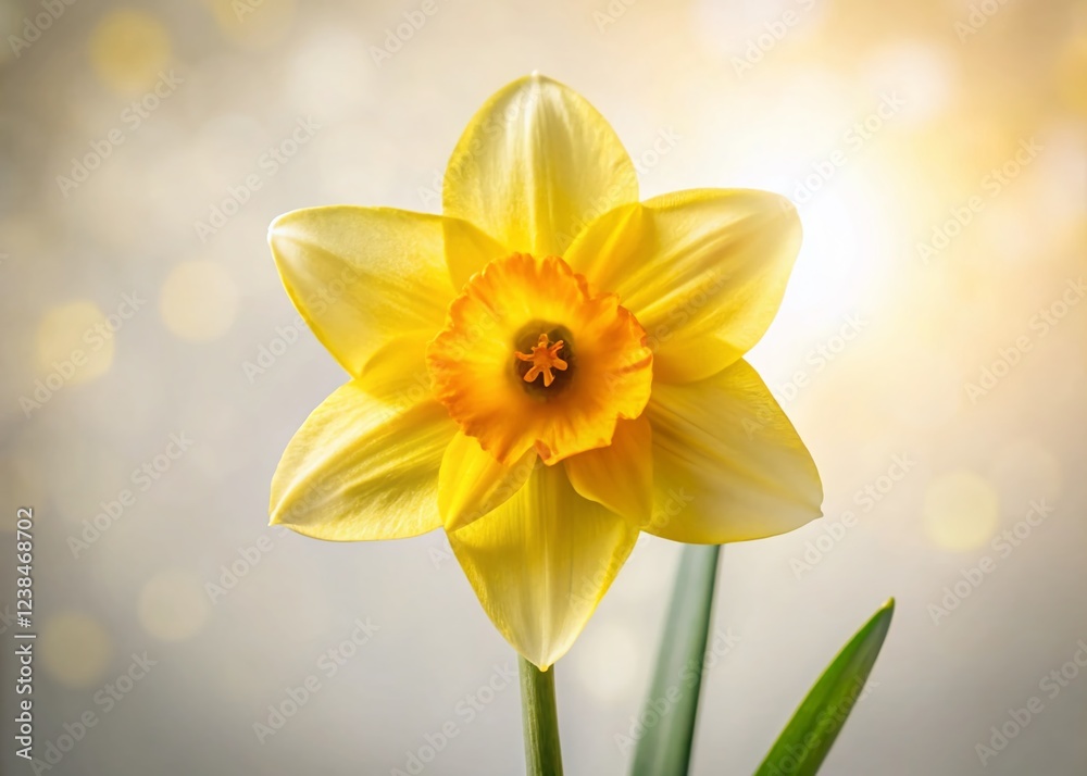 Fototapeta premium Blooming Daffodil Flower on White Background - Spring Floral Photography