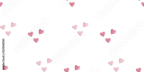 Fényképezés Seamless pattern of pink hearts on a white background for Valentine's Day
