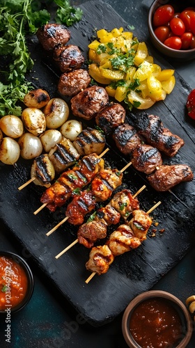 Wallpaper Mural Grilled meat skewers with onions and peppers. Torontodigital.ca