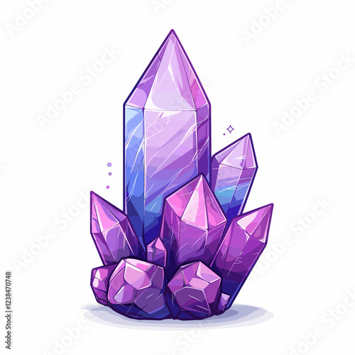 purple crystal  isolated on white background