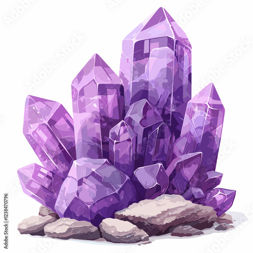 amethyst crystals isolated on white background