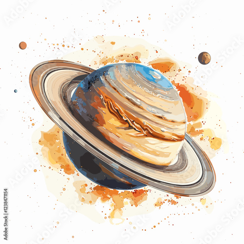 The planet Saturn isolated on white