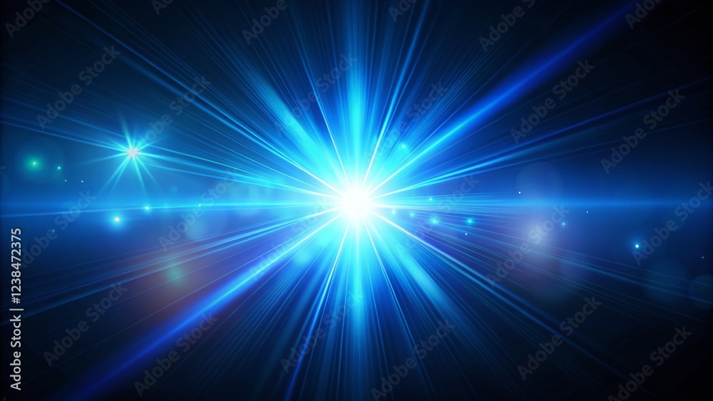 Obraz premium Blue Light Flare with Radiant Glow and Lens Effect