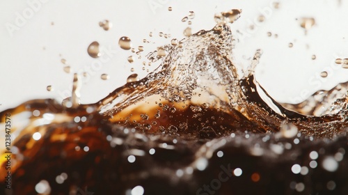 Sparkling liquid splashing against a light background captured in an artistic close-up photography session