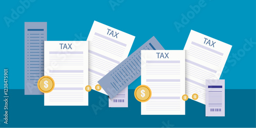  Illustration of document taxation investment  budget calculation concept