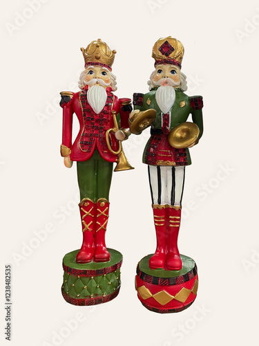  set of nutcracker figurines isolated on white