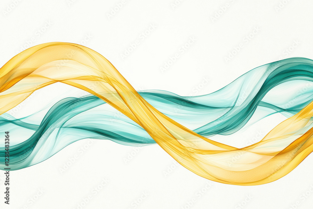 Abstract smooth waves in yellow and turquoise colors on a light background. isolated on white background. Abstract smooth waves in yellow and turquoise colors on a light background. isolated on white background.