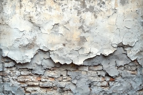 A Weathered Wall Shows Brick Beneath Cracked Plaster