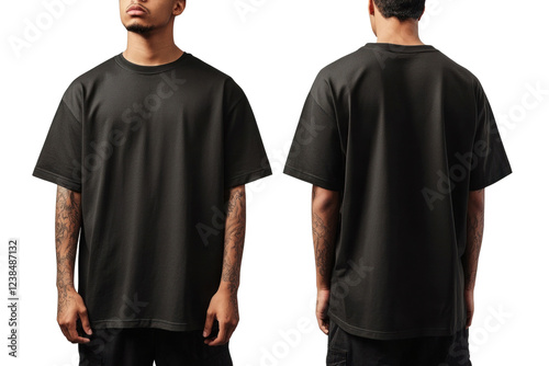 PNG Black oversize t-shirt mockup apparel front view.