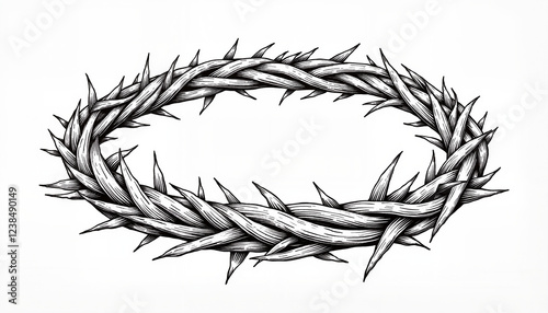 Black and white crown of thorns illustration photo