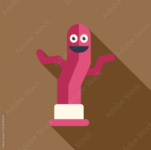 Funny inflatable tube man waving its arms and dancing happily