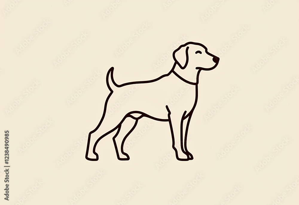 Fototapeta premium Minimalist Dog Silhouette Logo, Elegant Full Body Design, Pet Supplement Brand, Modern Icon, Clean Style, Premium Product, Animal Health, Sophisticated Emblem, Stock Vector.