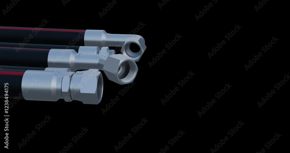 Quick Dis-connect Air hose animation; Pneumatic system; Industrial air system hose and fitting; Hose coupling animation