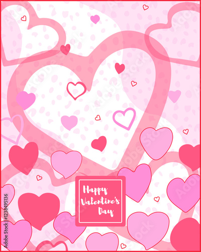Illustration of a rectangular background featuring various St Valentine's Day thematic elements and a text placeholder. Ideal for greeting cards, banner designs, and online advertisements. Hand-drawn