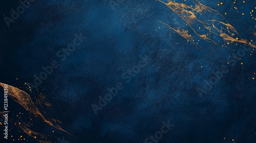 dark blue grunge concrete wall texture with some golden spots used a background
