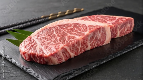 Premium Kobe Wagyu beef in high-resolution gourmet steak with fine marbling