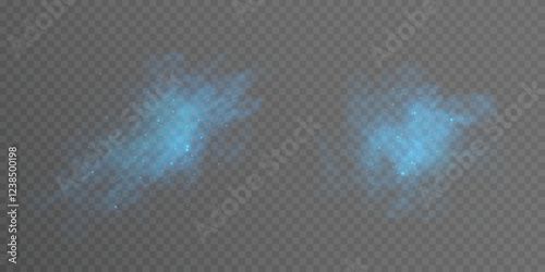 Blue Transparent nebula vector background. Colorful smoke smog on a transparent background. Vector