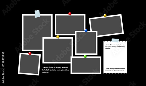 Photo collage gallery, paper frame element. Vector illustration 