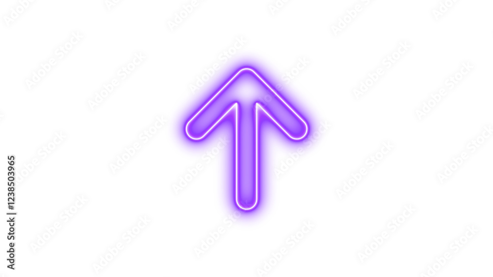 Neon symbol arrow up icon purple color glow with transparent background Neon symbol arrow up icon purple color glow with transparent background