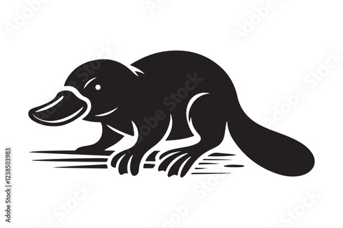 Simple Platypus Silhouette Wildlife Vector Design